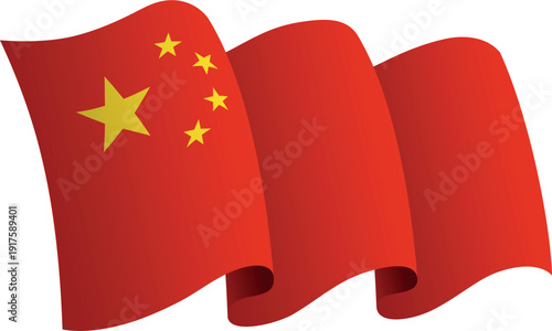 Flag of China. Ribbon style flag that conveys a sense of movement and waving effect