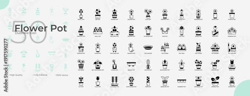Flower Pot Duotone Editable Icons set