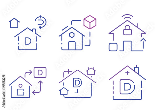 Home Technology and Automated Processes Featuring the Letter D and Geometric Shapes