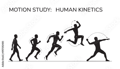 Motion study human vector set for walking, running and activity poses