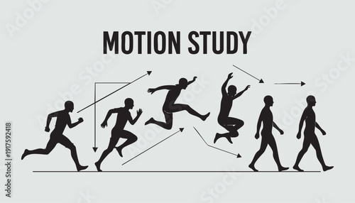 Motion study human vector set for walking, running and activity poses