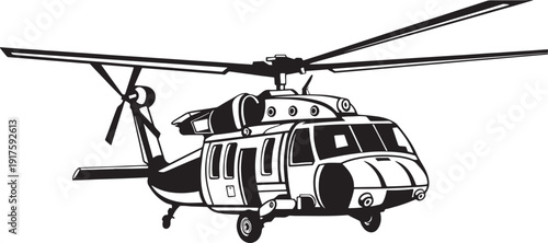 Military helicopter transportation aircraft silhouette icon vector black and white isolated on transparent backgroundAdobe Illustrator Artwork