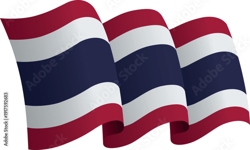 Flag of Thailand. Ribbon style flag that conveys a sense of movement and waving effect