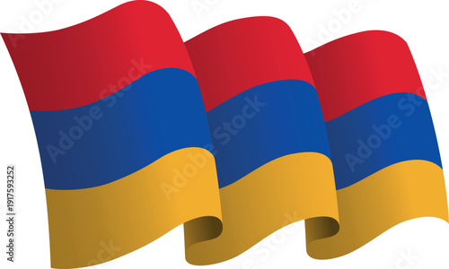 Flag of Armenia. Ribbon style flag that conveys a sense of movement and waving effect