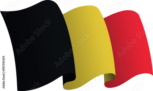 Flag of Belgium. Ribbon style flag that conveys a sense of movement and waving effect