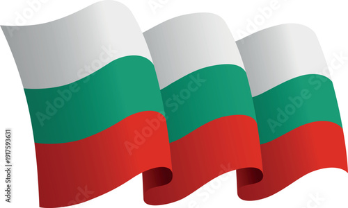 Flag of Bulgaria. Ribbon style flag that conveys a sense of movement and waving effect