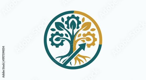 Innovative Technology Tree Logo with Gear Elements