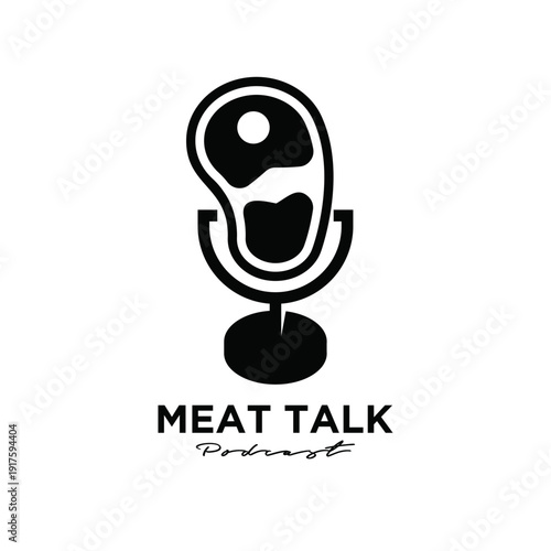 Meat Talk Podcast Logo with Stylized Steak Microphone Icon