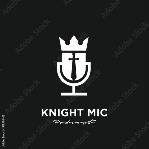 Knight Mic Podcast Logo featuring a crown and sword integrated into a microphone design
