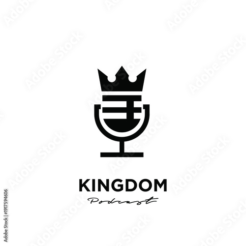 Minimalist Kingdom Podcast Logo with Crown and Microphone Icon