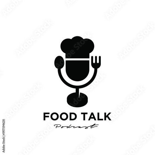 Chef Hat Microphone Logo for Food Talk Podcast