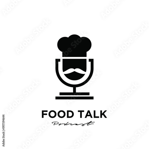 Food Talk Podcast Logo with Chef Hat and Microphone Icon