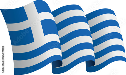 Flag of Greece. Ribbon style flag that conveys a sense of movement and waving effect