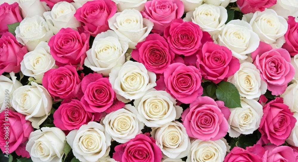 Fototapeta premium Vibrant bouquet of pink and white roses for romantic occasions