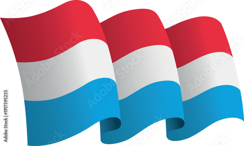 Flag of Luxembourg. Ribbon style flag that conveys a sense of movement and waving effect