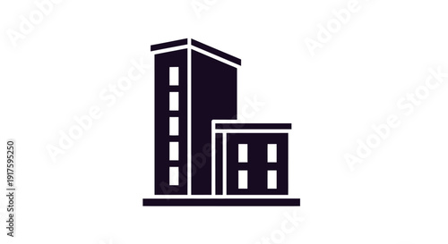Simple graphic illustration of modern buildings and architecture.