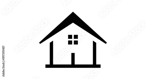 Simple black house icon on white background.