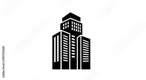 Modern Office Building Silhouette Illustration Design.