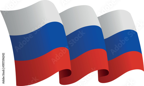 Flag of Russia. Ribbon style flag that conveys a sense of movement and waving effect