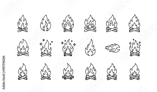 SEO Title
Minimal Line Art Fire Flame Icons Modern Outline Burning Symbols Vector Collection