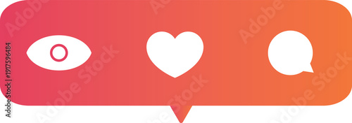 Tableau sur toile Social media notification icons for views likes and comments on a gradient backg