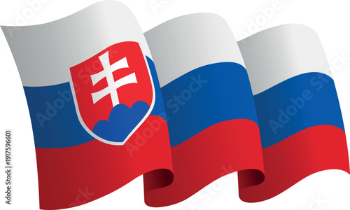 Flag of Slovakia. Ribbon style flag that conveys a sense of movement and waving effect