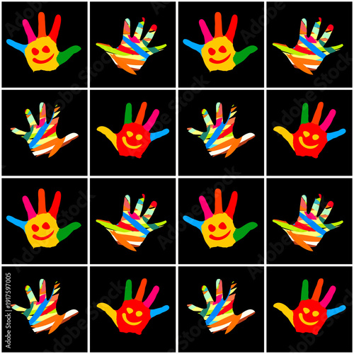 A seamless background with childrens hands.