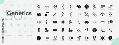 Genetics Solid Editable Icons set