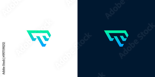 Contemporary abstract geometric logo design featuring a smooth green and blue gradient, ideal for conveying innovation and professional excellence across various modern business applications