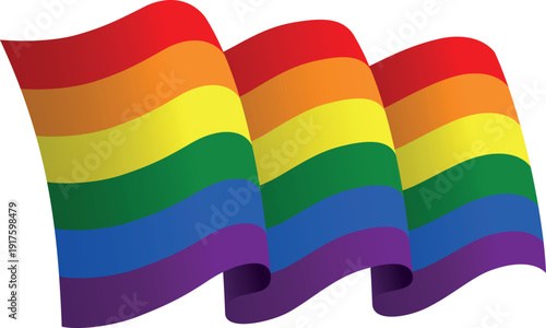 Flag of the LGBTQ. Peace sumbol.Ribbon style flag that conveys a sense of movement and waving effect
