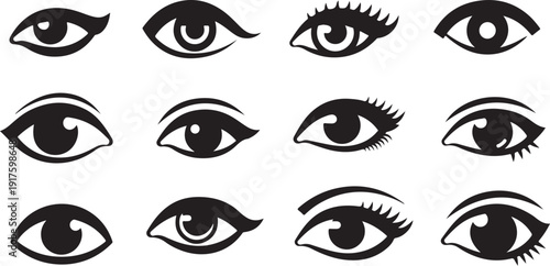 Collection of Various Human Eyes with Different Expressions Shown