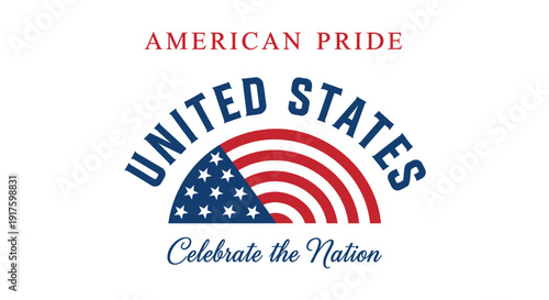 American pride vector graphic with United States text and flag design, Celebrate the Nation phrase.