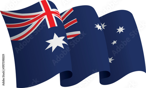 Flag of Australia. Ribbon style flag that conveys a sense of movement and waving effect