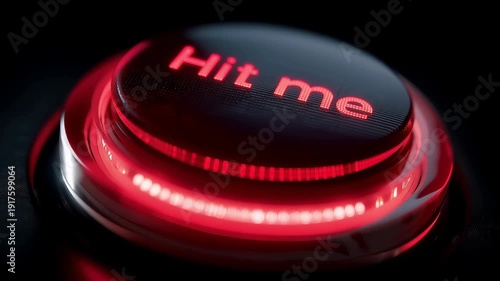 A striking red illuminated button with 
