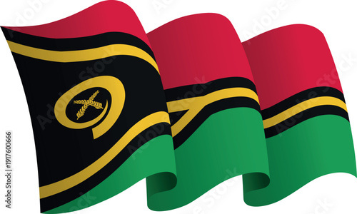 Flag of Vanuatu. Ribbon style flag that conveys a sense of movement and waving effect