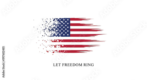 American flag with distressed effect and 'Let Freedom Ring' text, symbolizing patriotism and freedom.