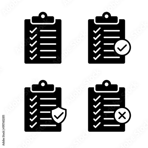 Checklist Approval and Rejection Icon Set