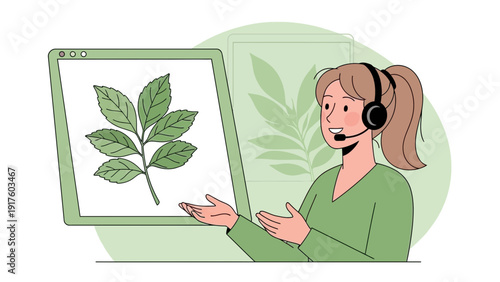 Botanical Expert Explaining Plant Details via Online Consultation.