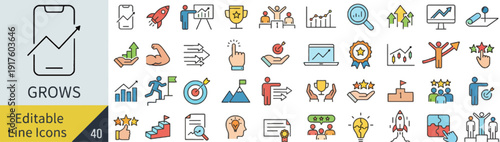 Collection of diverse icons representing various concepts and subjects in a visually organized manner on a digital interface