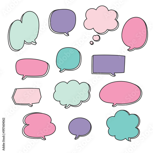 立体感のある手描き吹き出しセット【ピンク系】