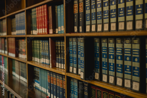 Photography Books on bookshelf in state library NSW Sydney Australia, Classic wooden library with books