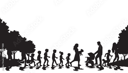 silhouettes of people working group of Happy people
