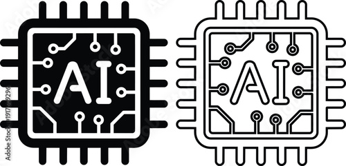 Black and white AI chip with circuits