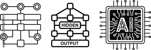 Neural network and AI technology symbols hidden
