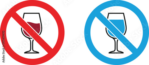 No drinking signs with wine and water prohibition