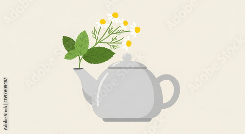Teapot with herbs and flowers tea infuser herbal infusion aromatic leaves