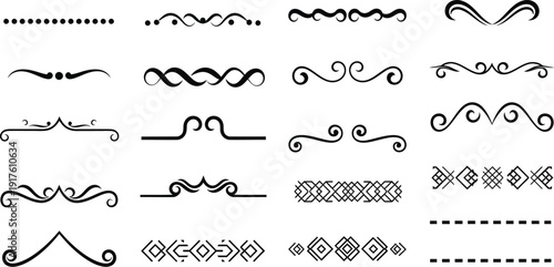 Collection of various decorative swirl line designs and patterns