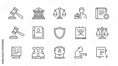 Modern legal icons for business and law presentations