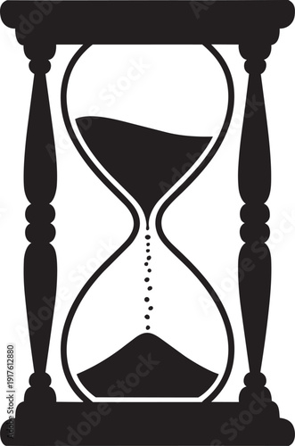 Hourglass with flowing sand represents time management passing of moments and deadline concept