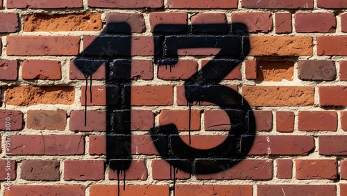 Wallpaper Mural Large black house number fifteen on red brick wall background Torontodigital.ca